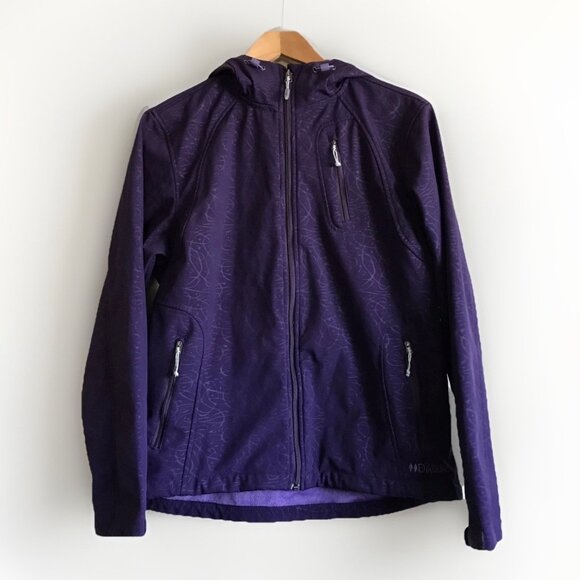 Double Diamond‎ Purple Hooded Soft Shell Jacket Coat Abstract Print Large - Picture 1 of 7